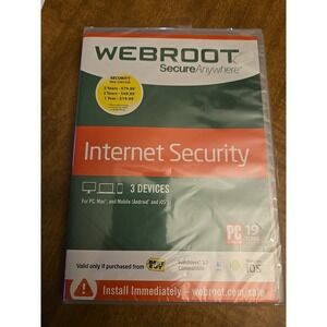 SEALED Webroot Secure Anywhere Internet Security 3 Devices Windows/Mac/Android